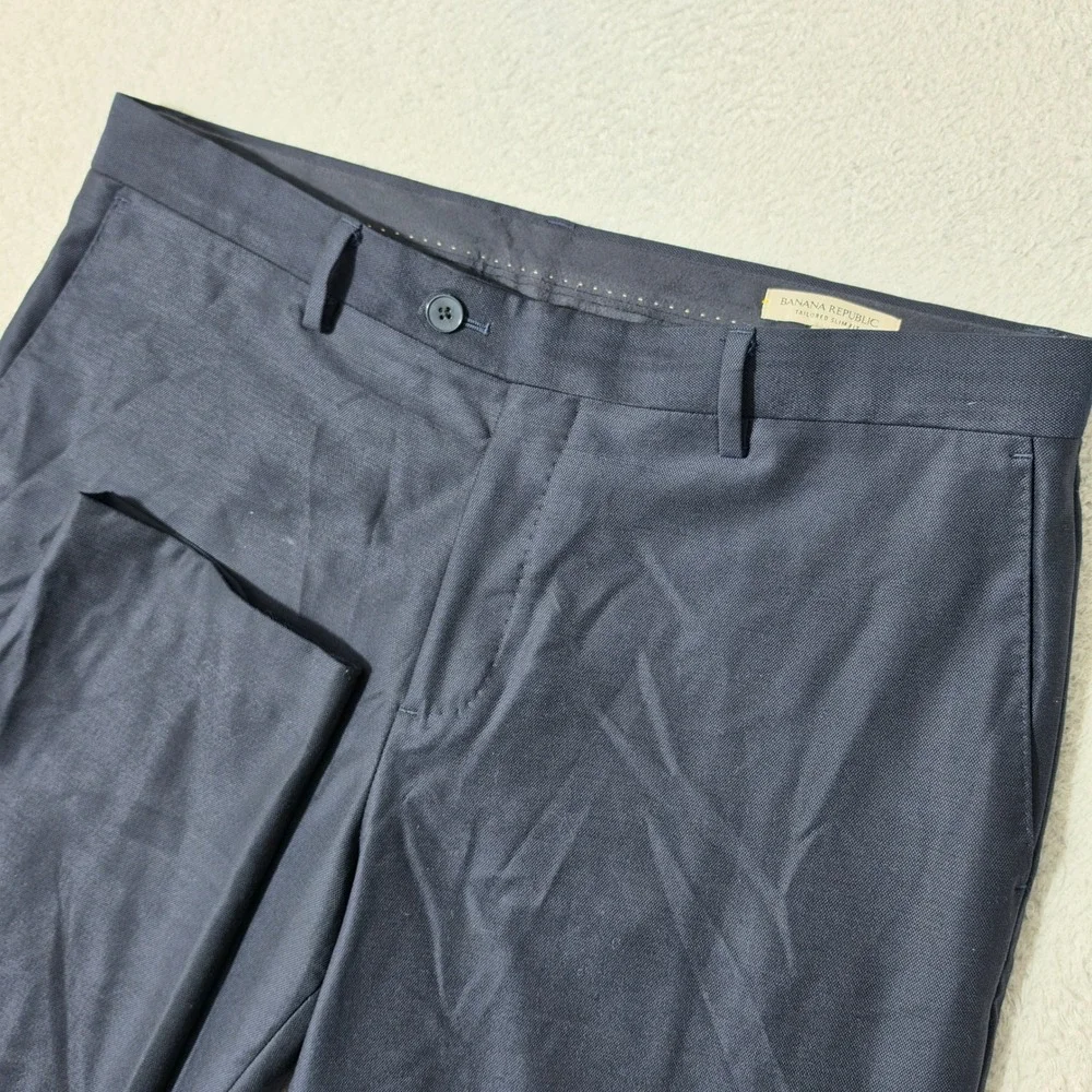 Banana Republic Dress Pants Men 36/34 Navy Tailored Slim Reda Flexo Wool Stretch